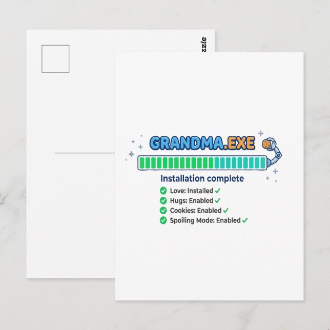 Cartão Postal Avó.exe Presente Divertido para Avó (Frente/Verso)