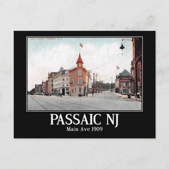 Cartão Postal Avó principal. Passaic NJ, 1909 (Frente)