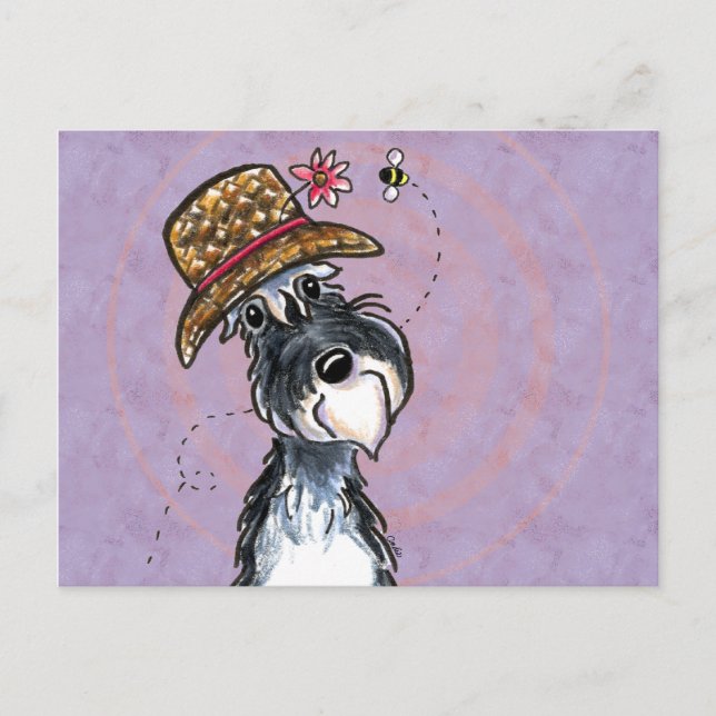 Cartão Postal Avó Schnauzer Flor Hat Off-Leash Art™ (Frente)