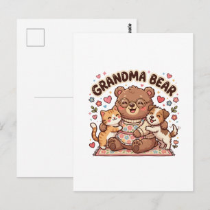 Cartão Postal Avó Urso Cute Abraço