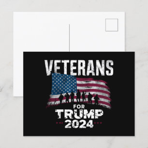 Cartão Postal Avô Veteranos Para Trump 2024 Bandeira Americana