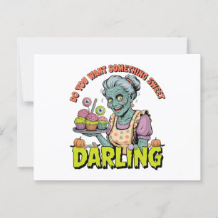 Cartão Postal Avó Zombie - Querido de Halloween doce