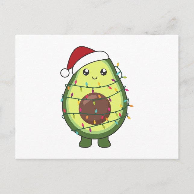 Cartão Postal Avocado Christmas Lights Funny Avocados (Frente)