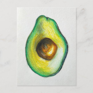 Cartão Postal Avocado Óleo Pastel Desenho Artefato Original
