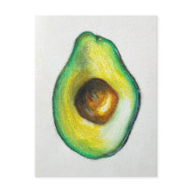 Avocado Óleo Pastel Desenho Artefato Original