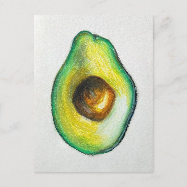 Cartão Postal Avocado Óleo Pastel Desenho Artefato Original (Frente)