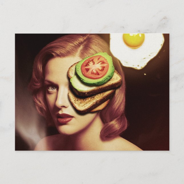 Cartão Postal Avocado surreal - Tosta e café da manhã (Frente)