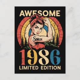 Cartão Postal Awesome Since 1986 Retro 40th Women's Birthday 