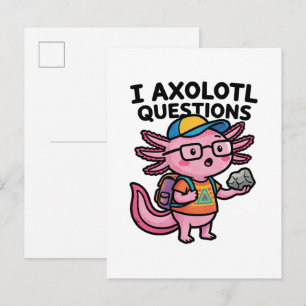 Cartão Postal Axolote Nerd Sarcástico Eu Faço Perguntas de Axolo
