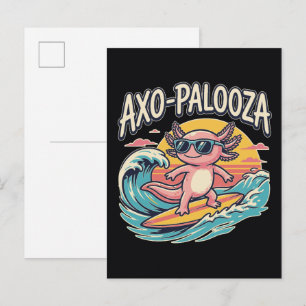 Cartão Postal Axolotl Axo-Palooza paródia estilo anos 90 de prai