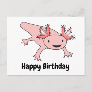 Cartão Postal Axolotl Birthday Encantado Cute