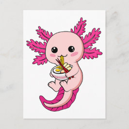 Cartão Postal Axolotl Comendo Macarrão Ramen Kawaii Anime