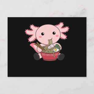 Cartão Postal Axolotl Comida Ramen Japonês Comida Kawaii Animais
