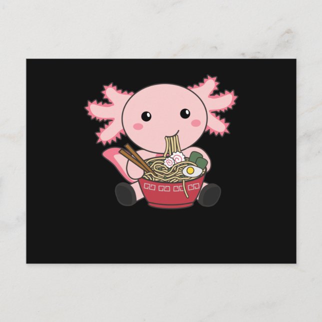 Cartão Postal Axolotl Comida Ramen Japonês Comida Kawaii Animais (Frente)