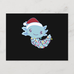 Cartão Postal Axolotl Em Luas Fadas Frita Natal De Animais Engra