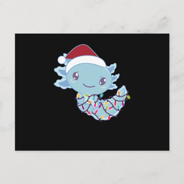 Cartão Postal Axolotl Em Luas Fadas Frita Natal De Animais Engra (Frente)