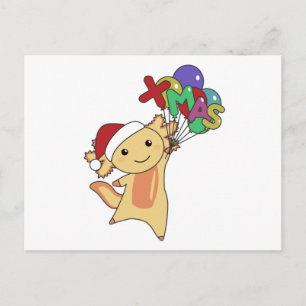 Cartão Postal Axolotl Feliz Natal Animais de Inverno Axolotl