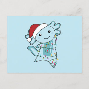 Cartão Postal Axolotl Felry Natal Animais de inverno Axolotls Po