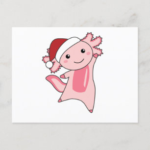 Cartão Postal Axolotl Felry Natal Animais de inverno Axolots