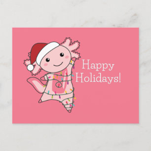 Cartão Postal Axolotl Merry Christmas Winter Animals Axolotls Po
