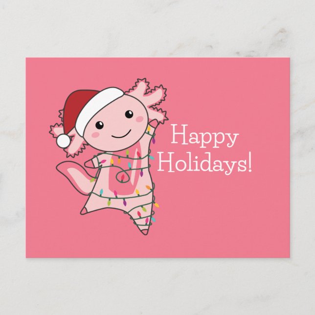 Cartão Postal Axolotl Merry Christmas Winter Animals Axolotls Po (Frente)