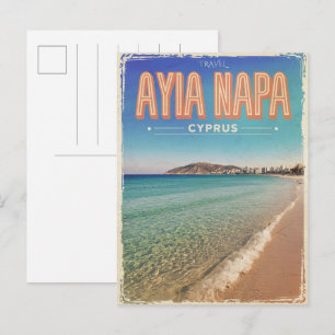 Cartão Postal Ayia Napa Chipre, praia branca presentes Mediterrâ