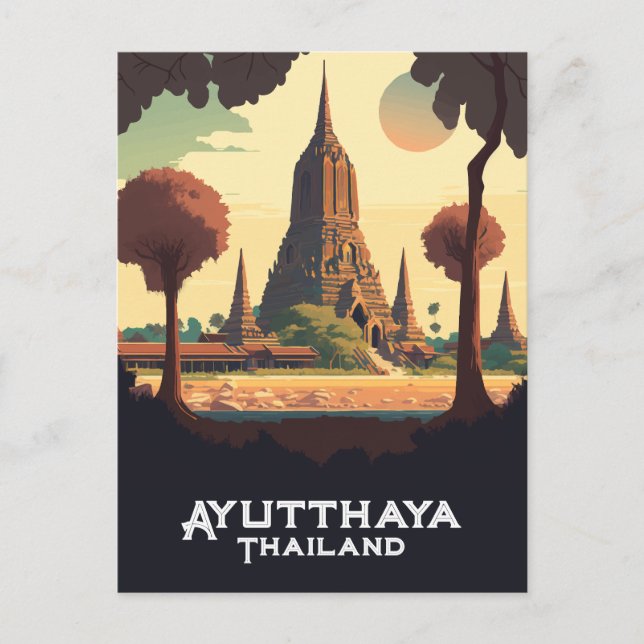 Cartão Postal Ayutthaya Thailand Templple Sunset (Frente)