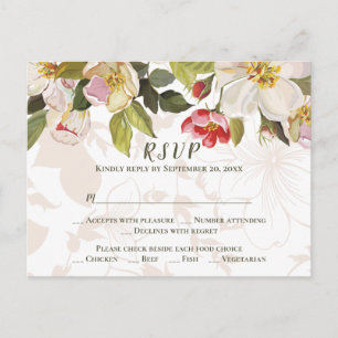 Cartão Postal Azeitona Verde Rosa Magnolia Flores Casadas RSVP