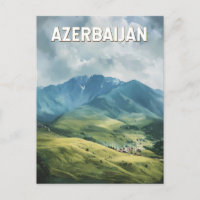 Azerbaijão Illustração Viagem Art Vintage