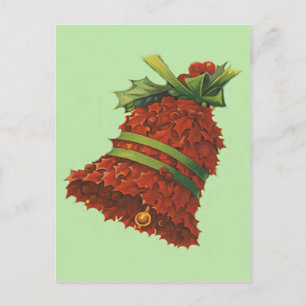 Cartão Postal Azevinho Holly Bell Fita Verde Winterberry
