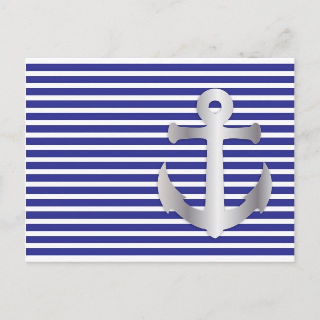 Cartão Postal Aziza Stripes & Marine Blue Seaman (Frente)