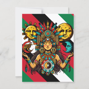 Cartão Postal Aztec Índia, princesa moda-sol Arte popular