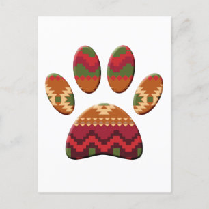 Cartão Postal Aztec Patterno Cachorro Paw