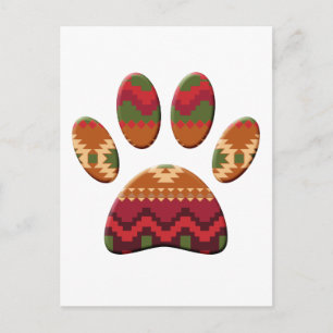 Cartão Postal Aztec Patterno Cachorro Paw