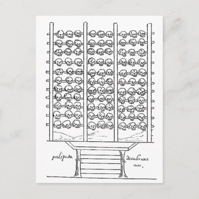 Cartão Postal Aztec Tzompantli Cull Rack Codex Duran (Frente)