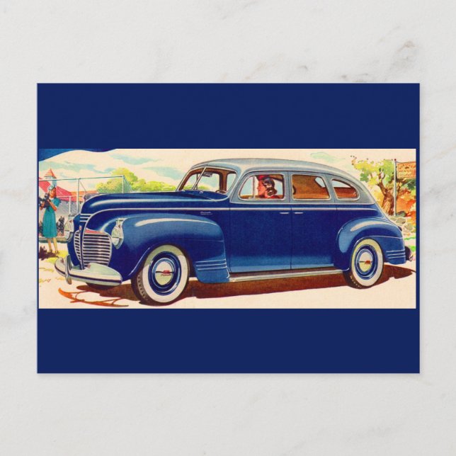 Cartão Postal azul 1941 Plymouth (Frente)