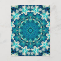 Azul Aqua Mandala Rosette Retro Hippie