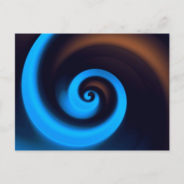 Cartão Postal Azul Castanho Espiral Legal Arte Moderna de Abstra (Frente)