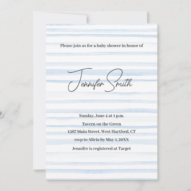 Cartão postal AZUL CHÁ DE FRALDAS INVITATION (Frente)