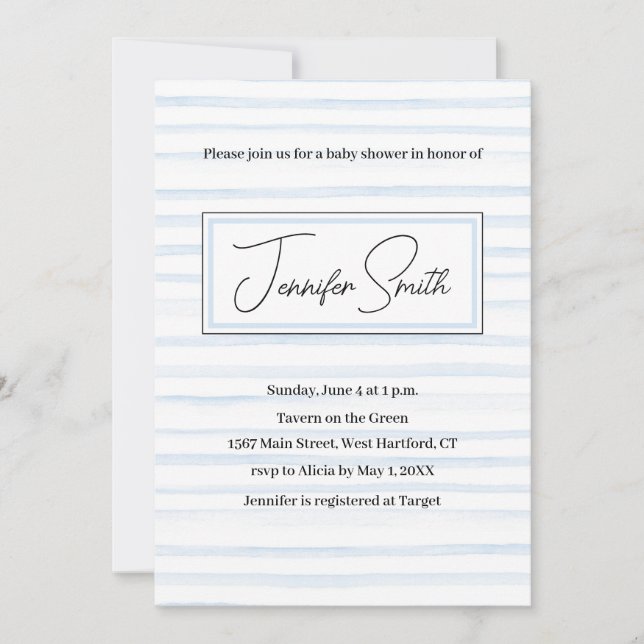 Cartão postal AZUL CHÁ DE FRALDAS INVITATION (Frente)