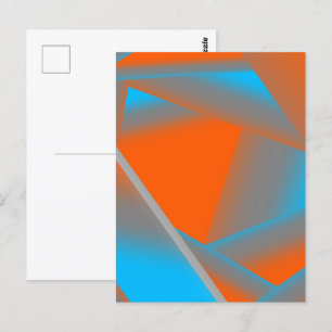 Cartão Postal Azul Cinza Laranja Ombre Arte Abstrata Geométrica