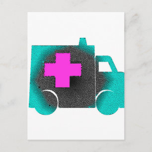 Cartão Postal azul cruz ambulância enfermeira emt médico médico