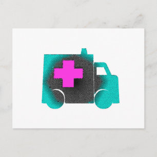 Cartão Postal azul cruz ambulância enfermeira emt médico médico