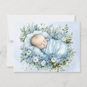 Cartão postal azul de bebê fofo