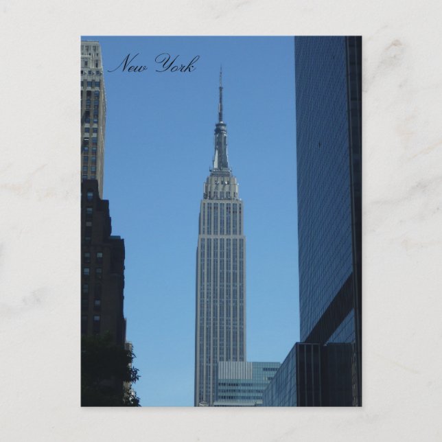 Cartão Postal azul do empire state (Frente)