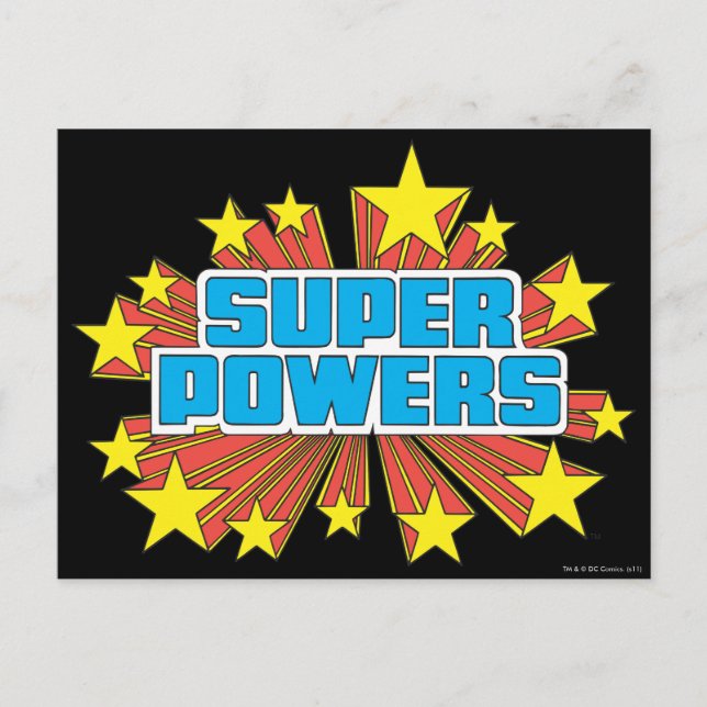 Cartão Postal Azul do logotipo Super Powers™ (Frente)