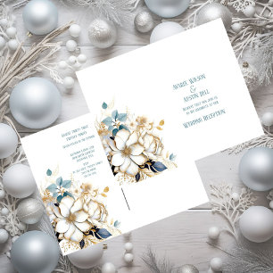 Cartão Postal Azul, Dourada Magnolia no Casamento Branco