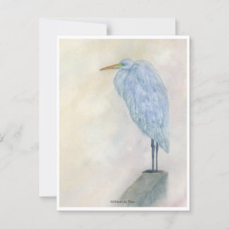 Cartão Postal Azul Egret Watercolor