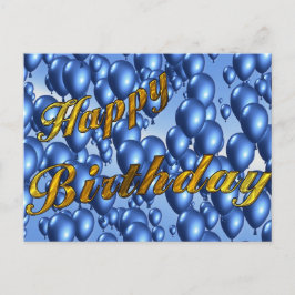 Cartão Postal Azul Feliz Aniversário