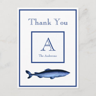 Cartão Postal Azul Marinho Personalizado Tubarão Branco Costeiro